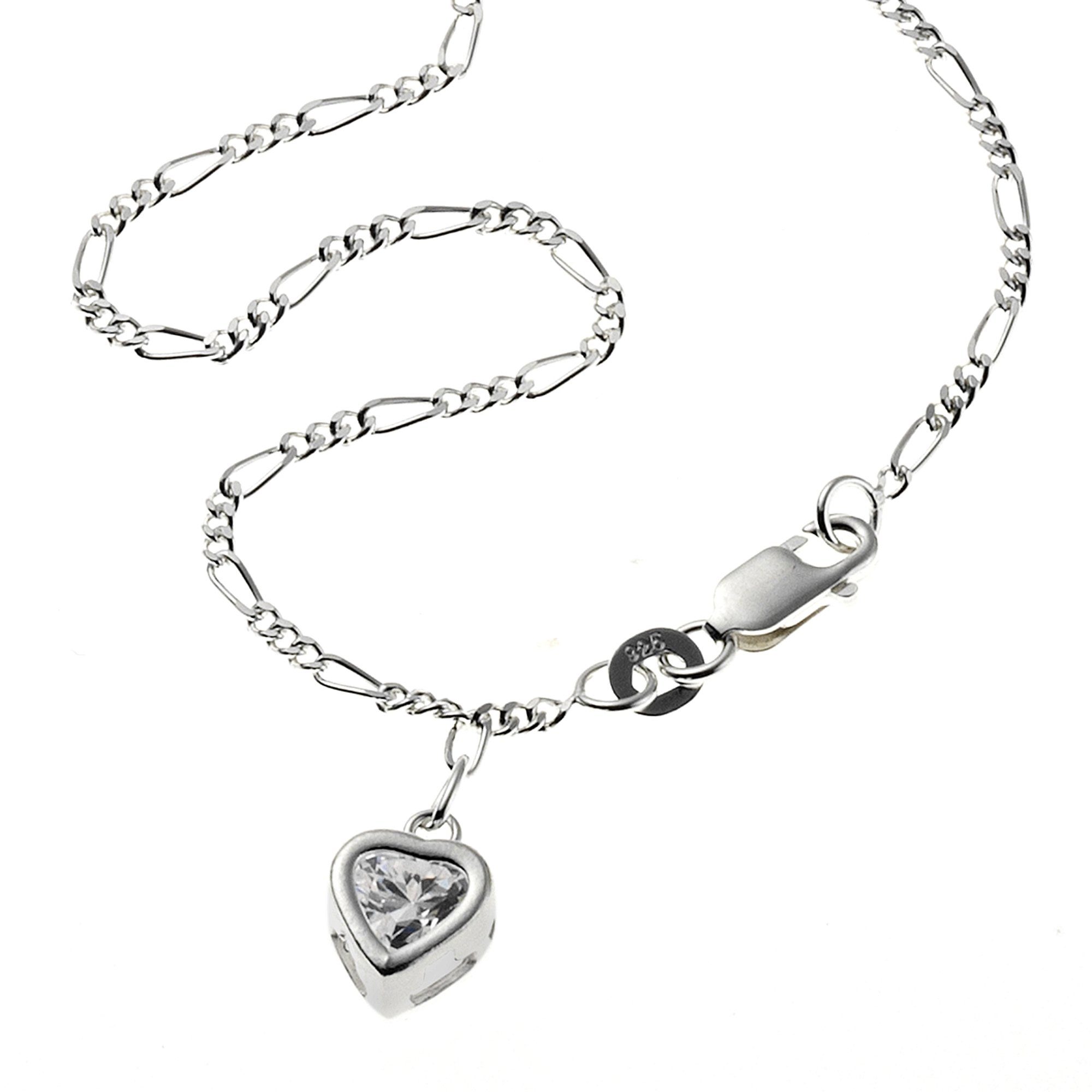 Zeeme Fußkette 925 Silber mit Herz-Anhänger und Zirkonia weiß 25cm lang günstig online kaufen