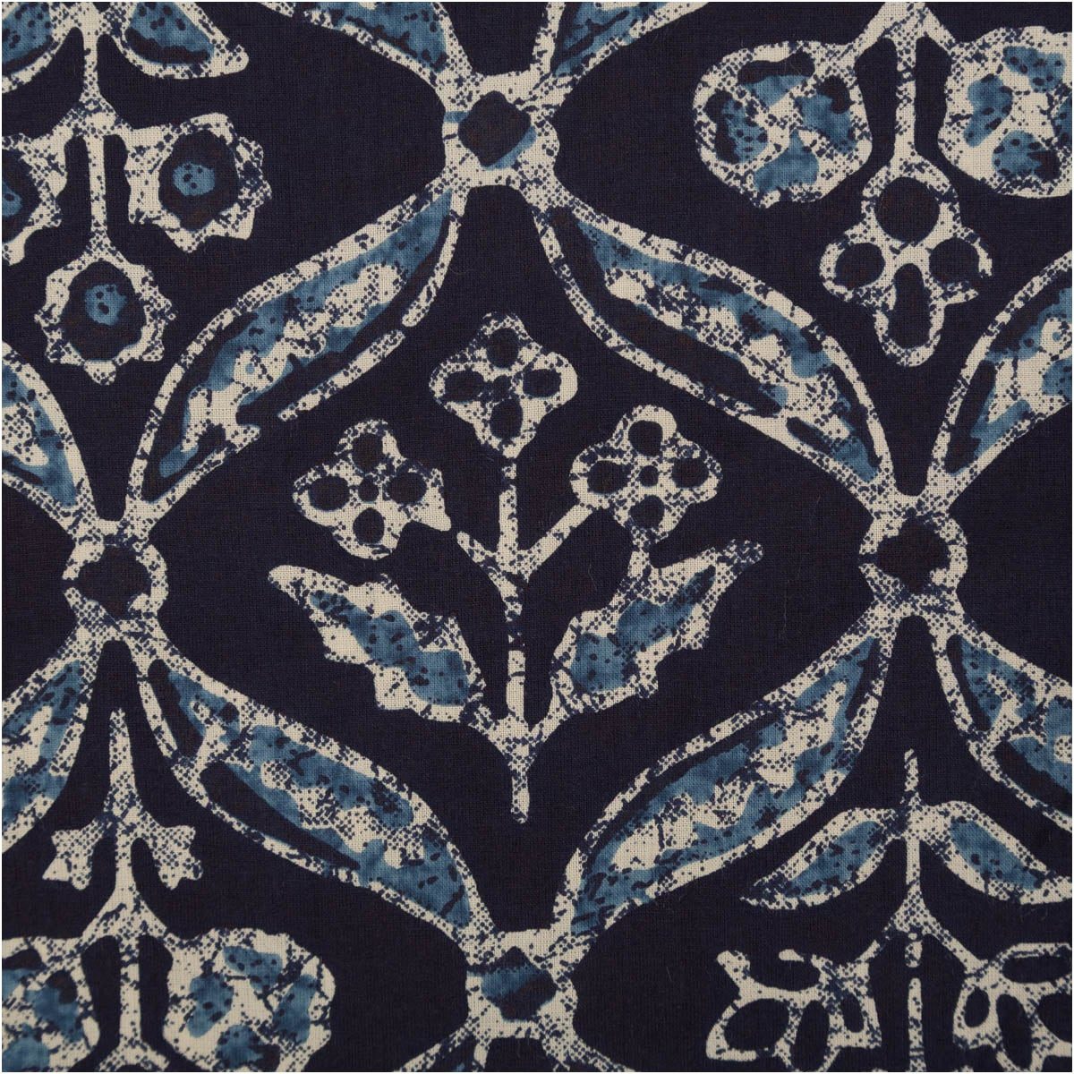 SCHÖNER LEBEN. Stoff Baumwollstoff Meterware Voile Sommerdruck Blumen Indigioblau 140cm, allergikergeeignet,atmungsaktiv,pflegeleicht