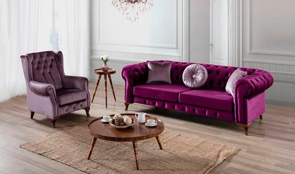 JVmoebel Chesterfield-Sofa, Chesterfield 3+1 Sitzer Sofa Garnitur Couch