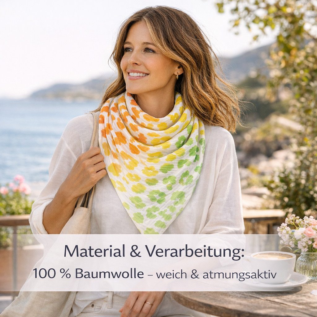 ZUKUNFTSENKEL Dreieckstuch Modetuch Damen aus 100 % Baumwolle, (weicher atmungsaktiver Schal), Made in Italy modischer Dreieckschal Modetuch – Bild 4 von 5