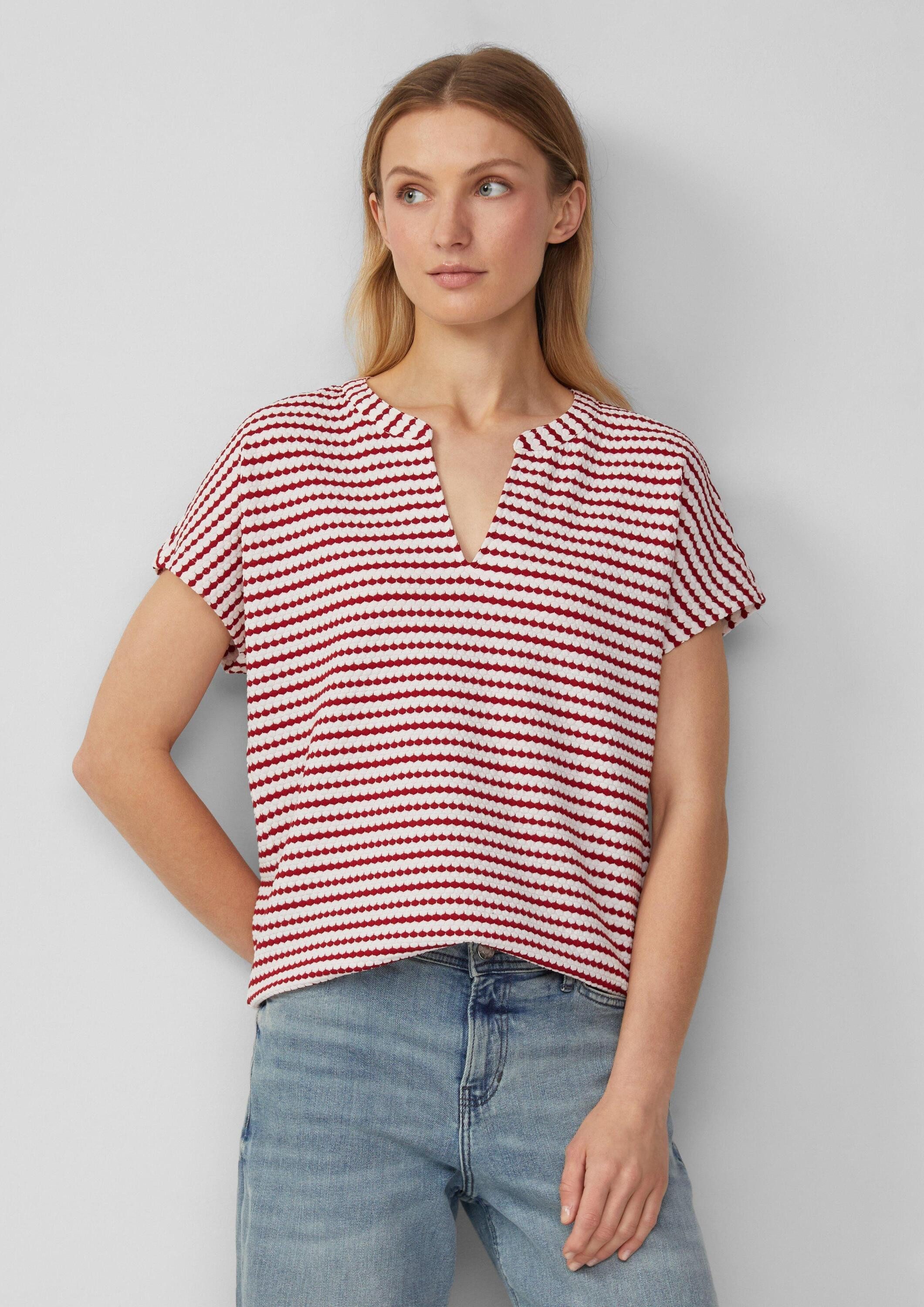 s.Oliver Kurzarmshirt T-Shirt Strukturiertes T-Shirt im O-Shape