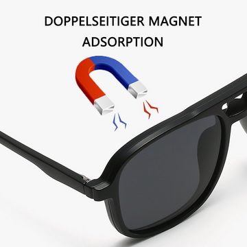 GelldG Sonnenbrille Magnetisch 5Pcs Polarisiert Clip auf Sonnenbrille Plastik Rahmen