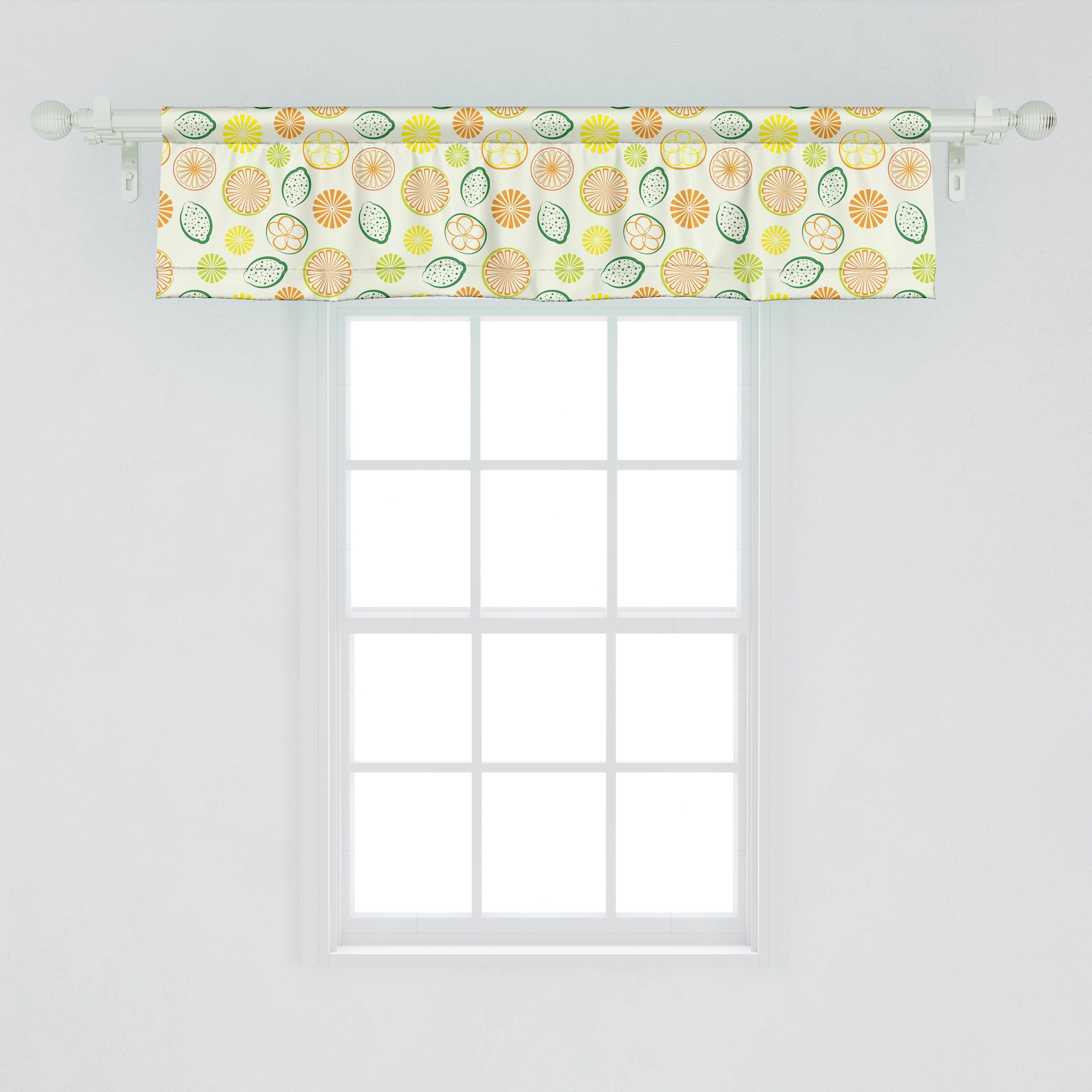Scheibengardine Vorhang Volant für Küche Pattern Microfaser, Verschiedene Citrus Stangentasche, Dekor Abakuhaus, mit Schlafzimmer Bunt