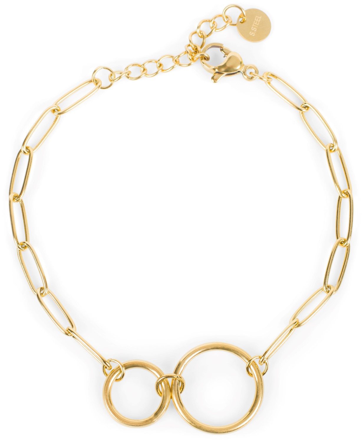 styleBREAKER Gliederarmband Edelstahl Glieder Armkette mit Ring Anhängern (1-tlg)