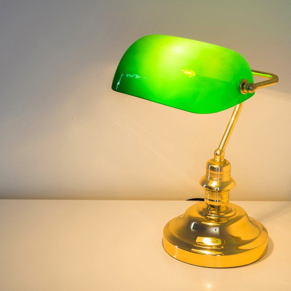 hofstein Schreibtischlampe Tischleuchte Design Tischlampe Messing Lampe Leseleuchte Leuchte