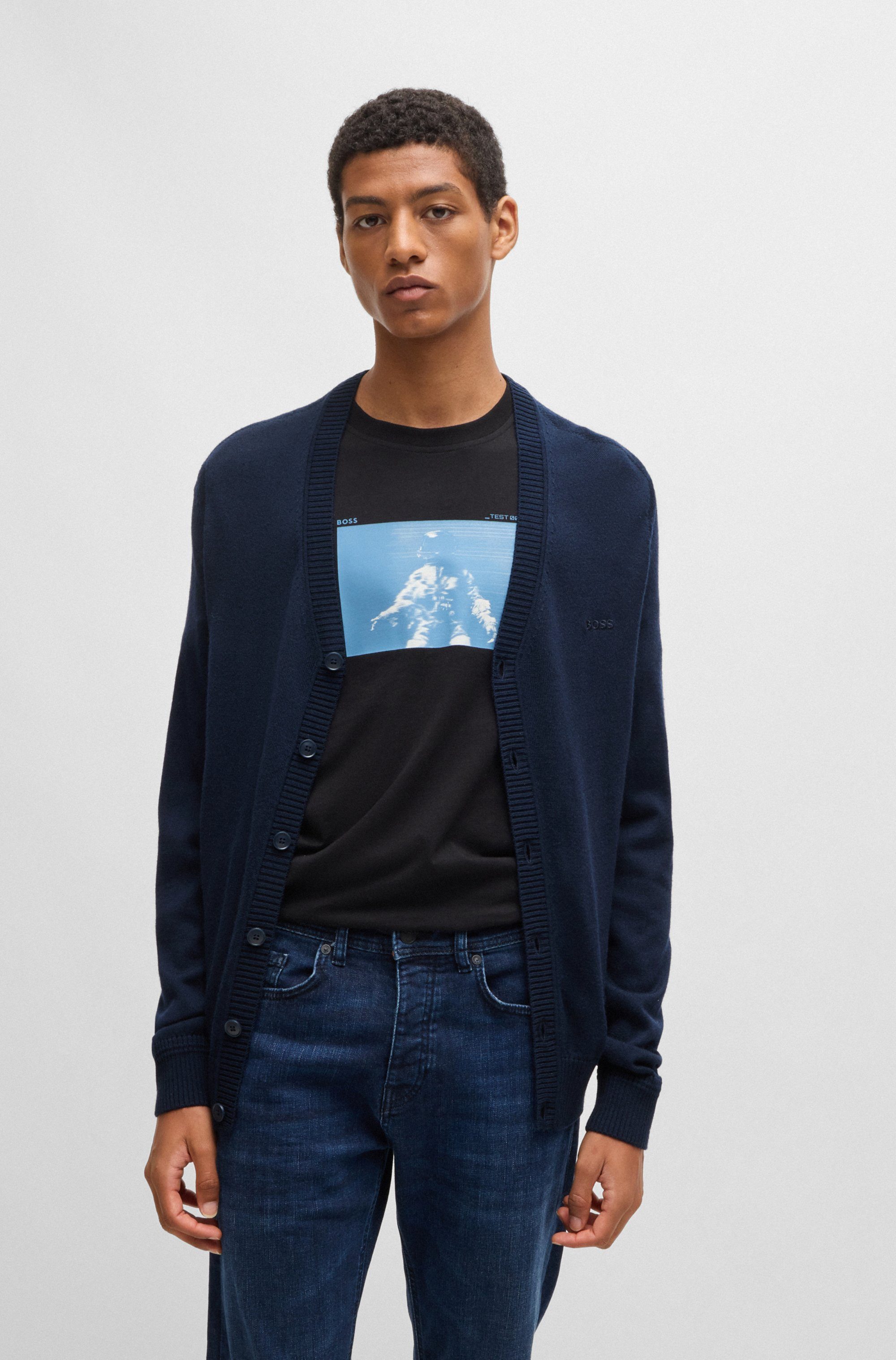 BOSS ORANGE Strickjacke Avac mit tiefem V-Ausschnitt günstig online kaufen