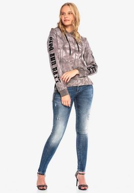 Cipo & Baxx Kapuzensweatshirt mit stylischer Batikmusterung