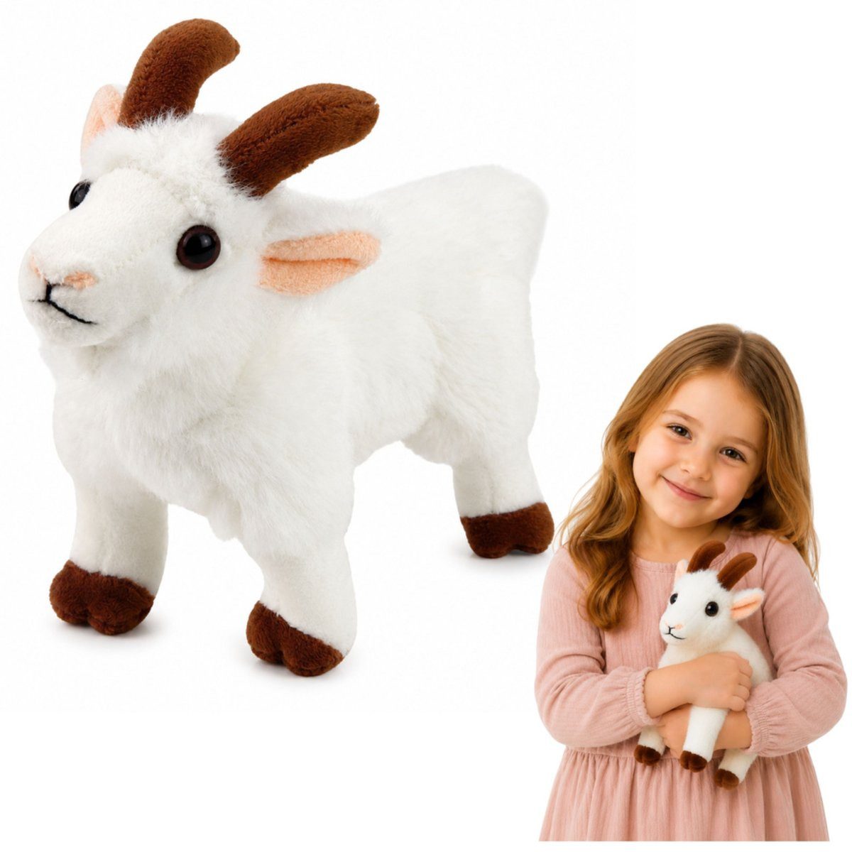 Wisam Plüschfigur Plüschziege für Kinder, weiß, 16 cm (1-St)