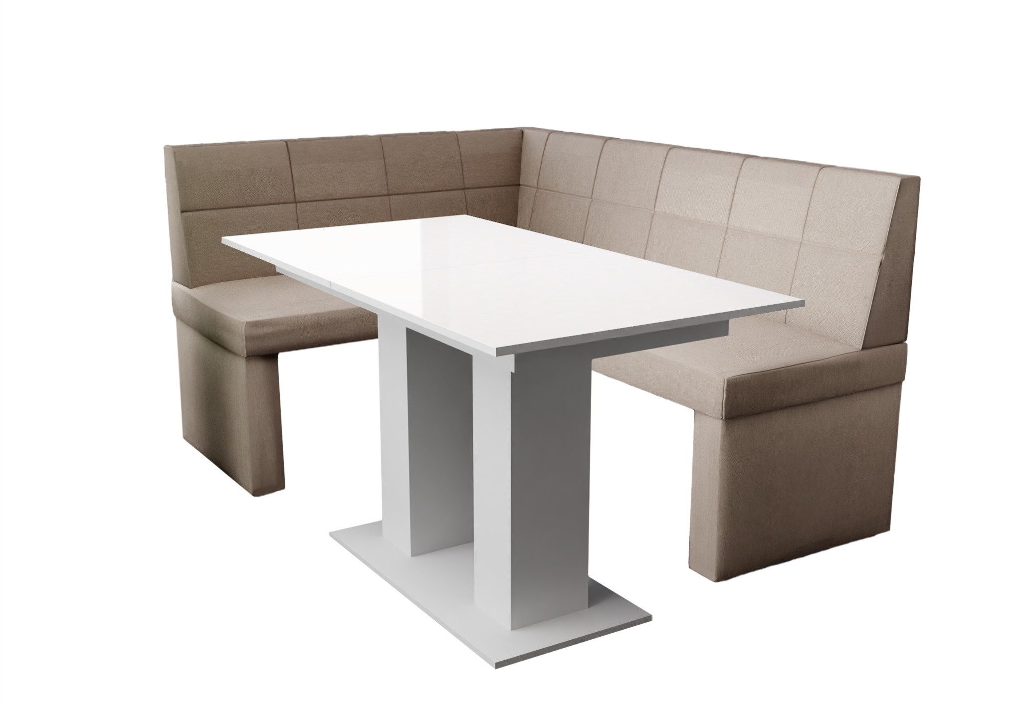 Fun Möbel Eckbankgruppe Eckbankgruppe „BLAKE XL“ Größe 196x142cm mit Tisch Weiß Hochglanz, ausziehbarer Tisch