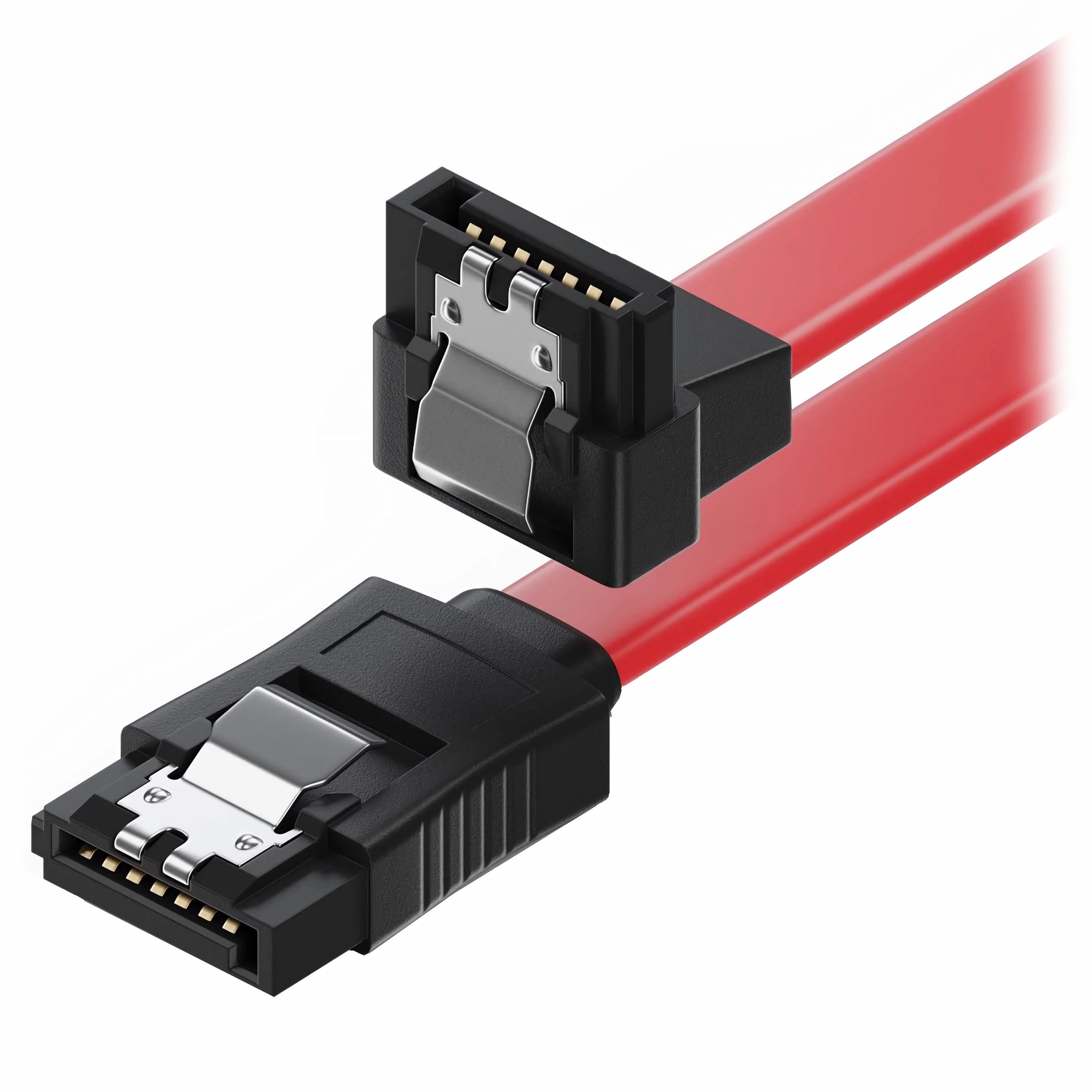 Bolwins P28 SATA Festplatte Verbindungskabel Adapter 1m HDD SSD abgewinkelt Computer-Kabel, SATA Stecker (gerade), SATA Stecker (90° abgewinkelt) (100 cm), 90° gewinkelter SATA-Stecker