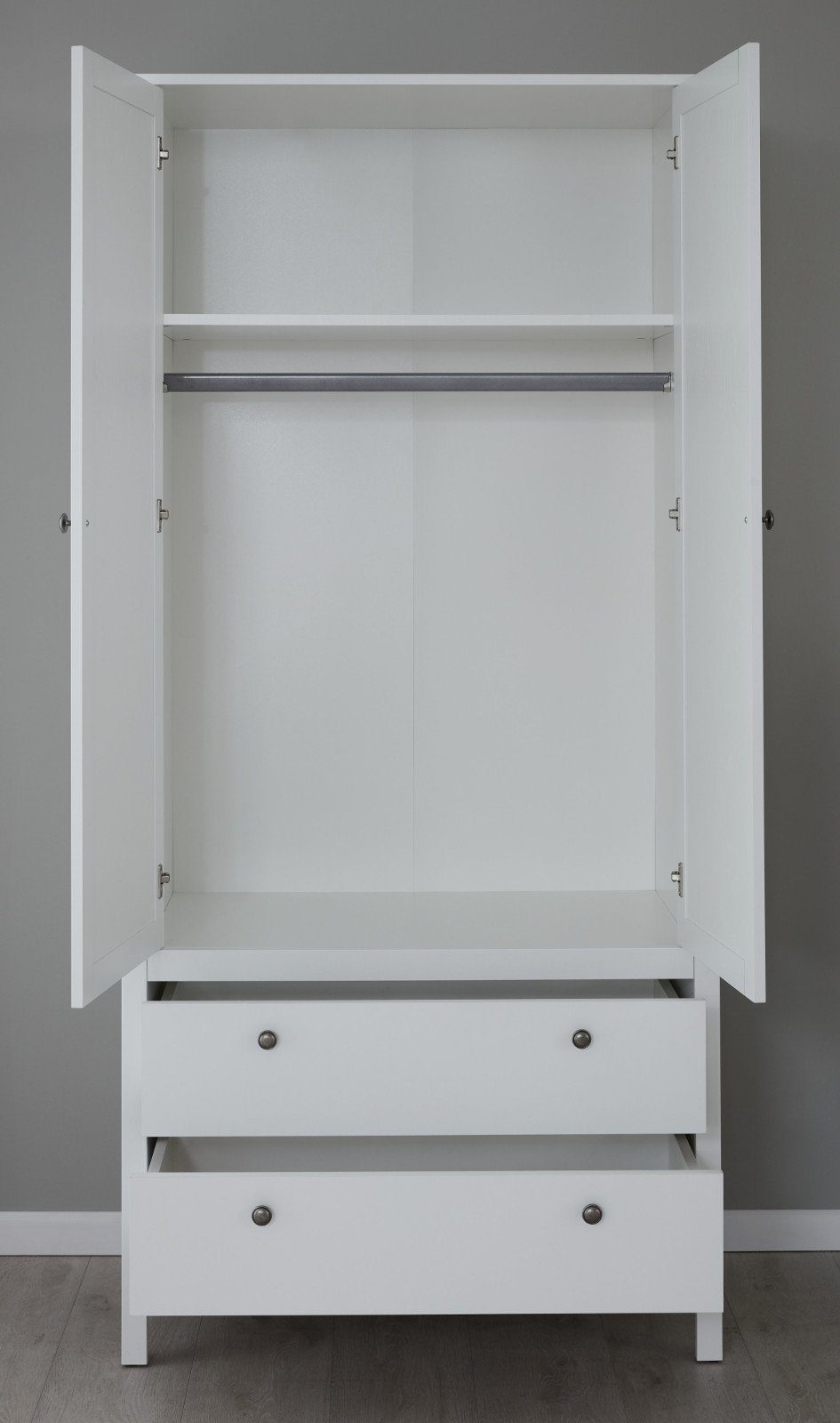 91 cm) in Schubladen 2 2-türig, (Schrank 192 weiß breite trendteam Landhaus, Kinderkleiderschrank Ole x