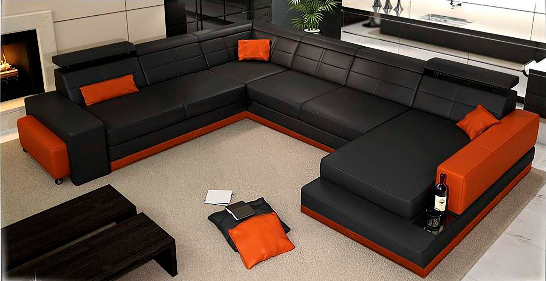 Modern Couch Wohnlandschaft Ecksofa Ecksofa, Eck Design Ledersofa JVmoebel Sofa