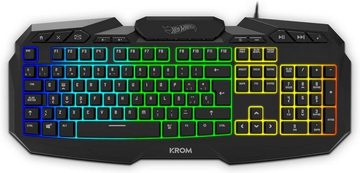 KROM Hot Wheels Edition Kustom - LED RGB Membran Französisch Layout Tastatur- und Maus-Set, Mit Maus optischem Sensor 7200 DPI, Mause-Matte eine Gummibasis