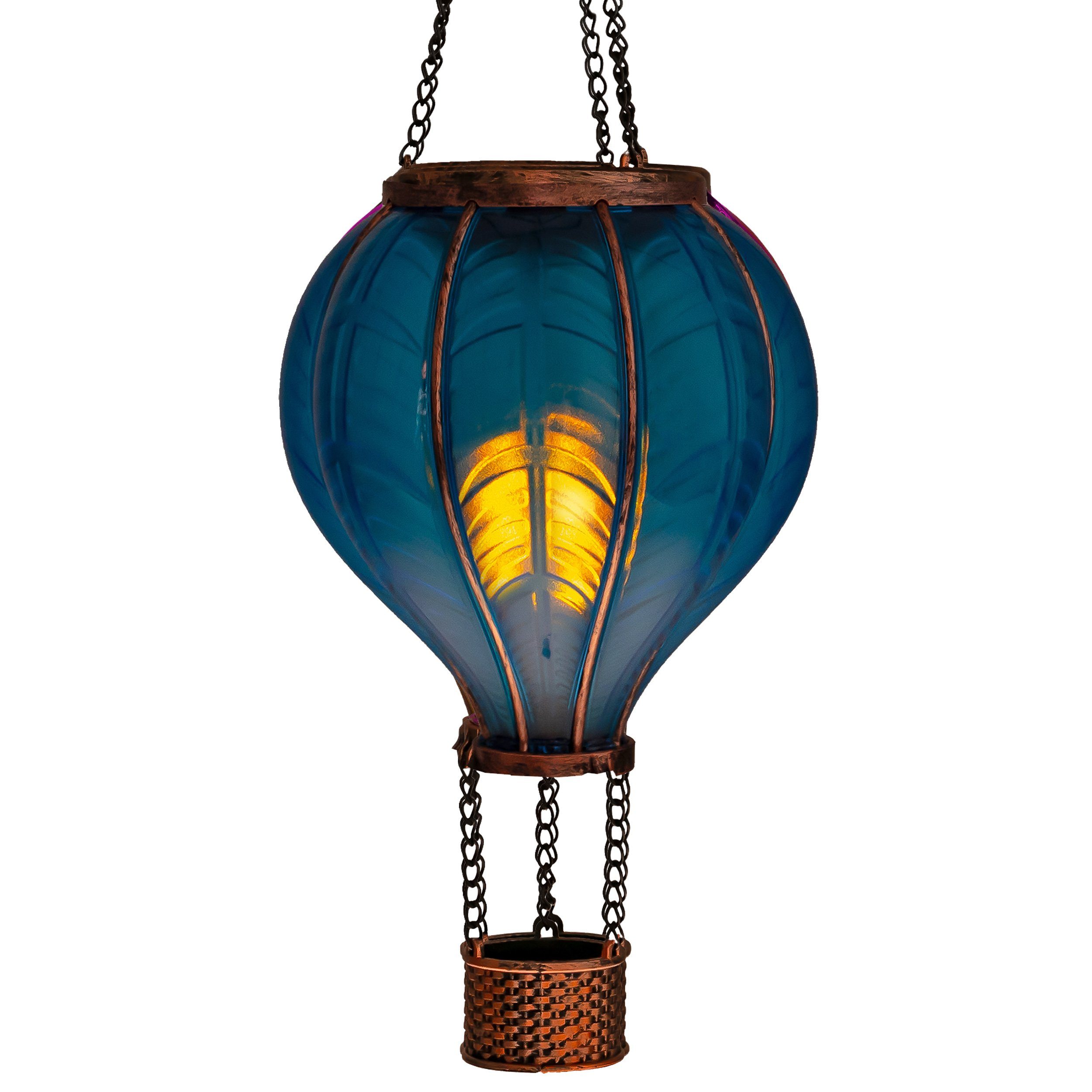 IC Gardenworld LED Solarleuchte LED Solar Heißluftballon mit Flammeneffekt Beleuchtung zum Aufhängen, LED fest integriert, warm-weiß mit Flammeneffekt, 20 warm-weiße Lichter
