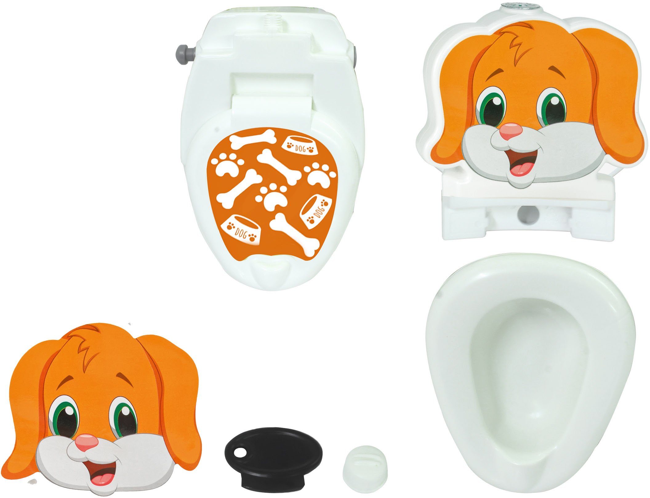 Jamara Toilettentrainer Meine kleine Toilette, Toilettenpapierhalter Hund, Spülsound und mit