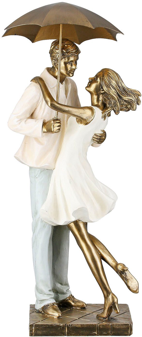 GILDE Dekofigur Skulptur Paar Love in the rain creme; goldfarben H. 39 cm (1 St)