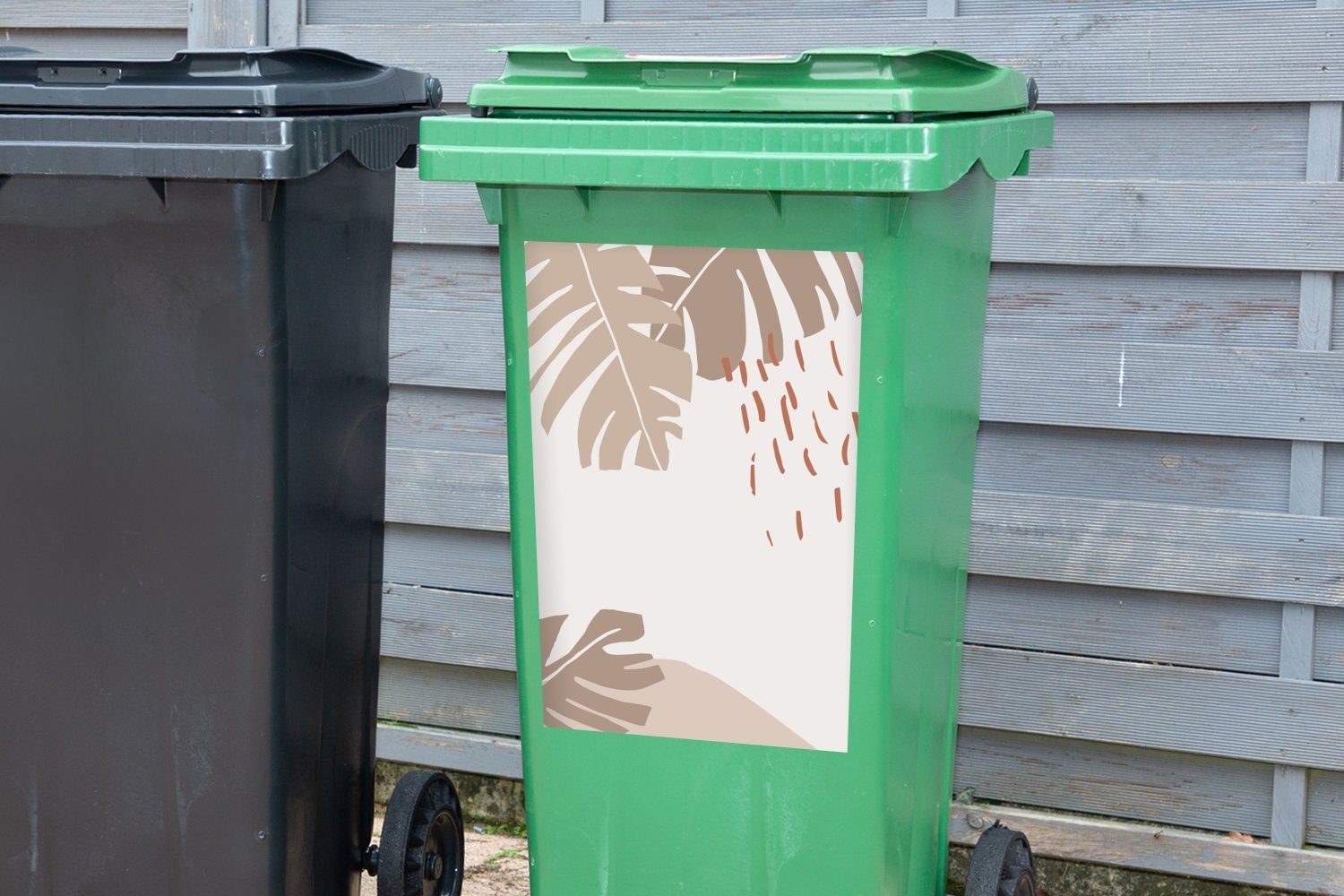 Wandsticker - MuchoWow Blatt Tropisch St), Sommer Mülltonne, Sticker, Abfalbehälter Mülleimer-aufkleber, (1 - Container,
