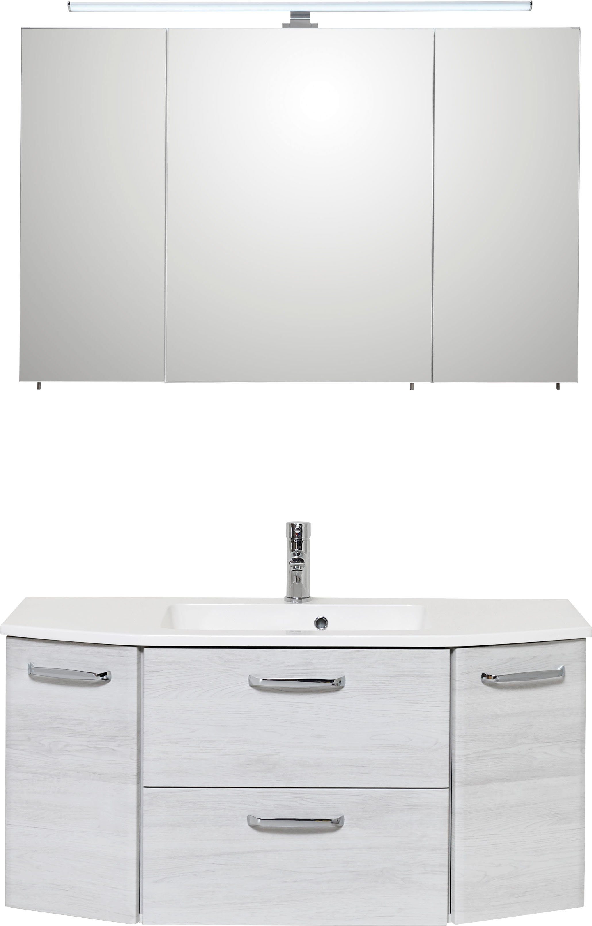 Saphir Badmöbel-Set Quickset 2-teilig, Mineralmarmor-Waschtisch mit LED-Spi günstig online kaufen