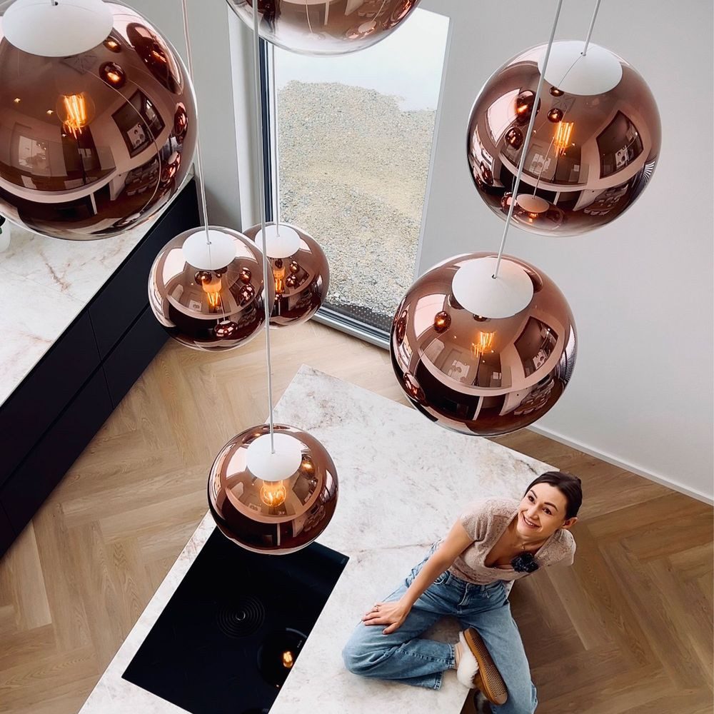 s.luce Pendelleuchte Orb Hängeleuchte Abhängung Weiß Orb/Farbverlauf Rauch Verlauf