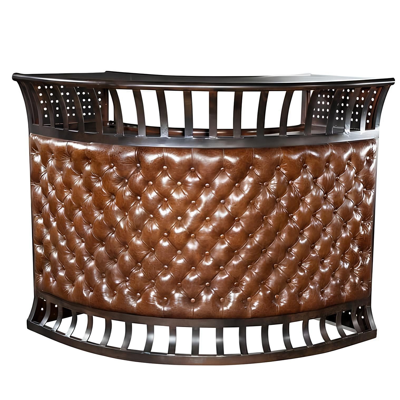 JVmoebel Stehtisch Vintage Leder Bar Tisch im Chesterfield Stil für Lounge und Club, Made in Europa