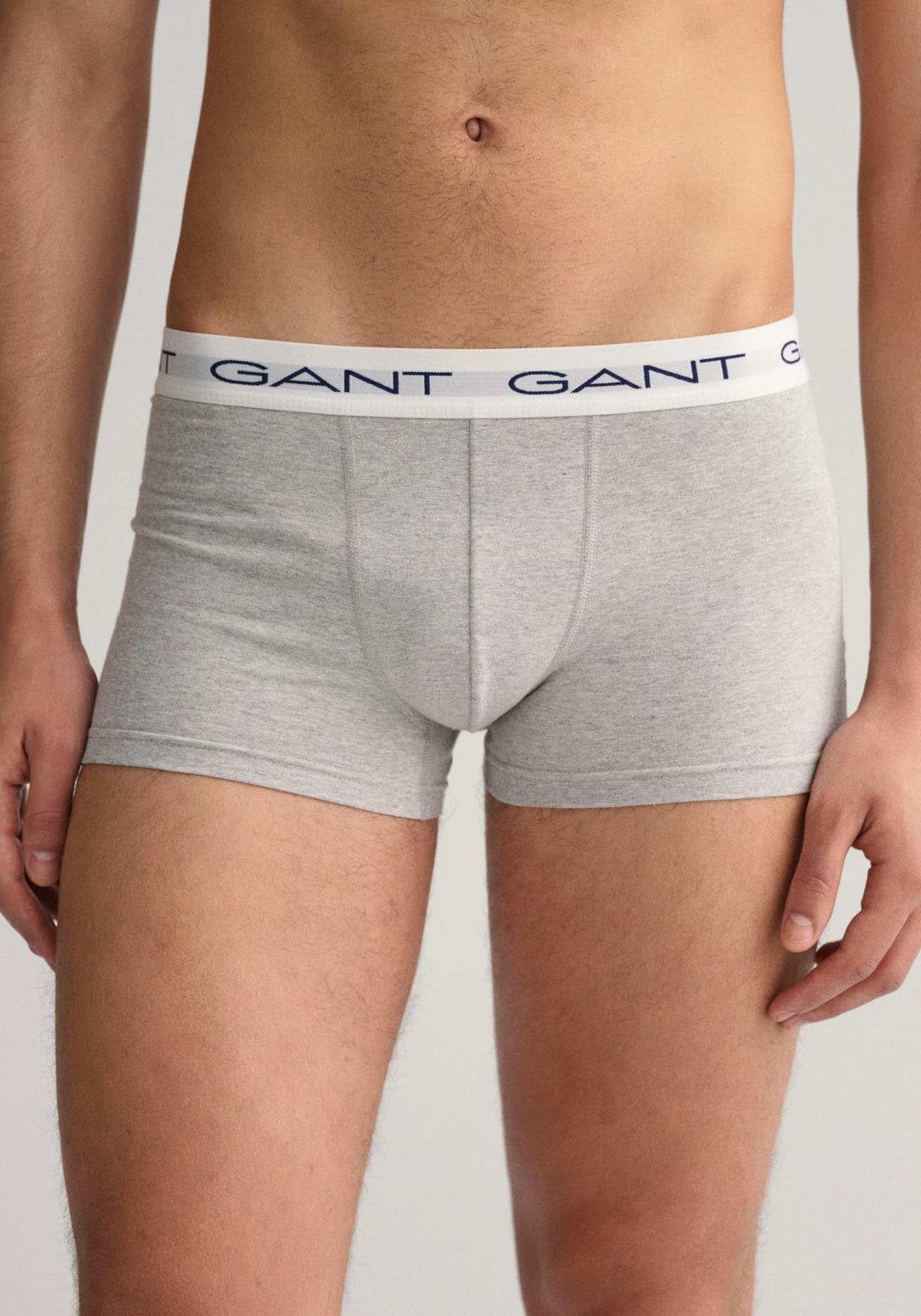 3) Gant (Packung, mit melange Logobund grey 3-St., elastischem Boxershorts