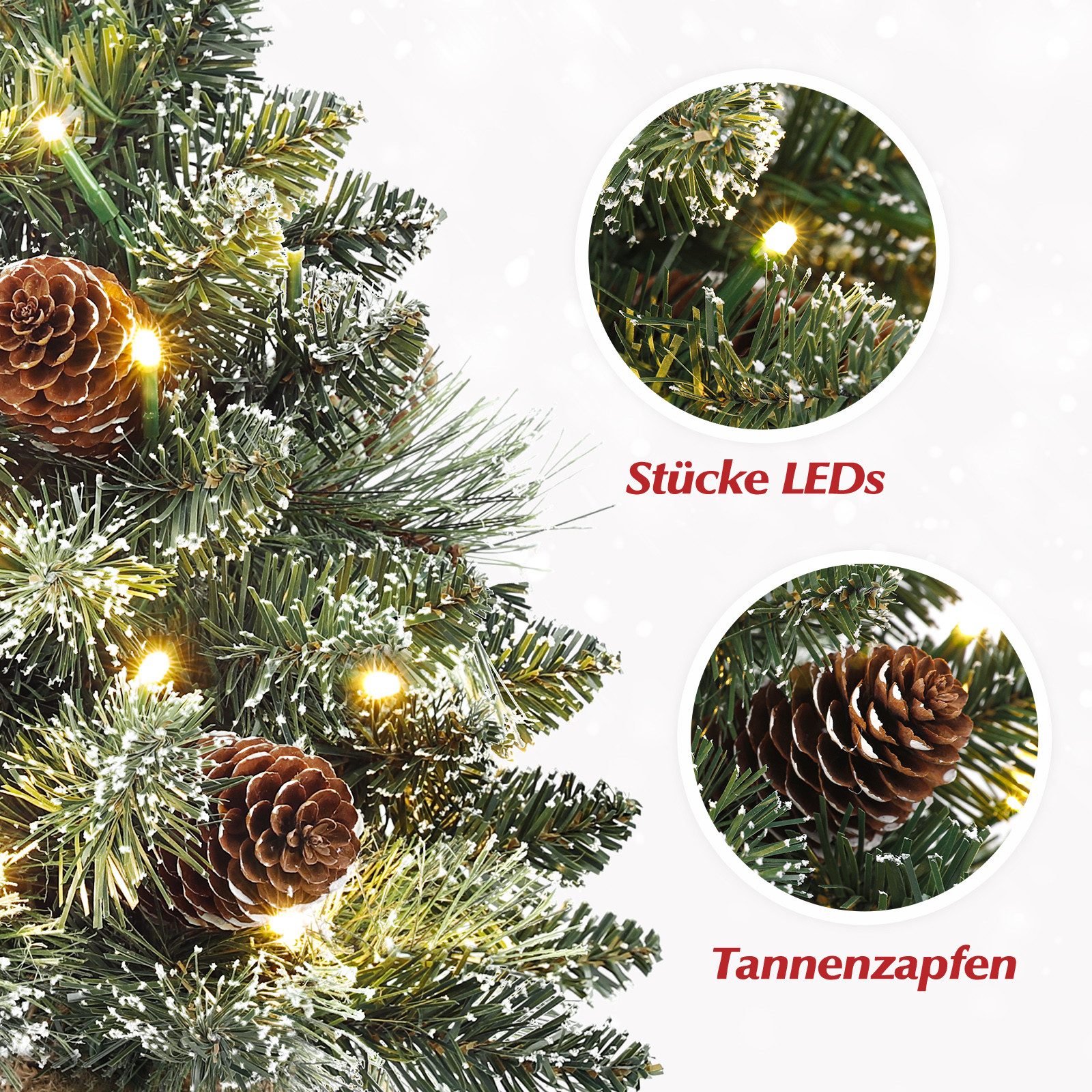 Yorbay Künstlicher Weihnachtsbaum Mini Weihnachtsbaum mit 50 warmweiß LEDs 70cm Tannenbaum, Mini Weihnachtsbaum, Mit Fernbedienung, mit Schnee mit weißer Spitze – Bild 4 von 5