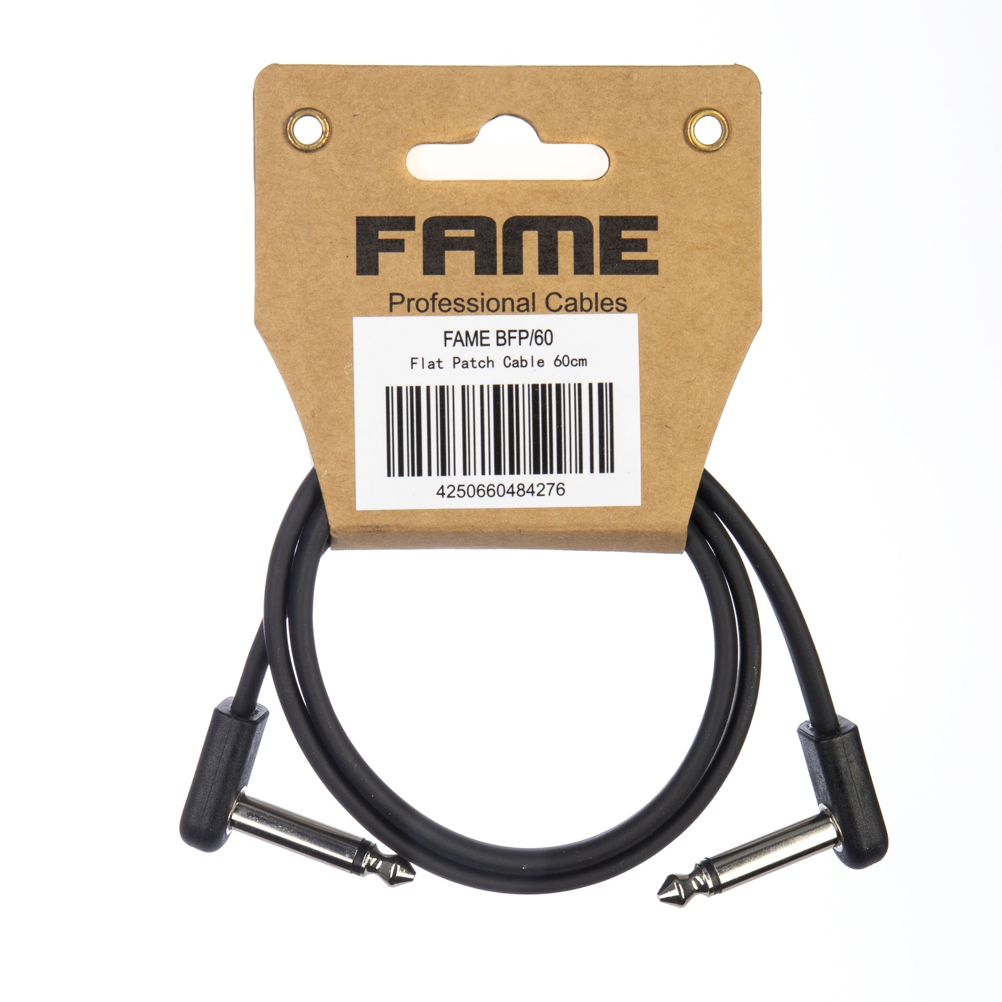 FAME Instrumentenkabel, Flat Patch Cable, Black Patch Cable, 60 cm Patch Cable