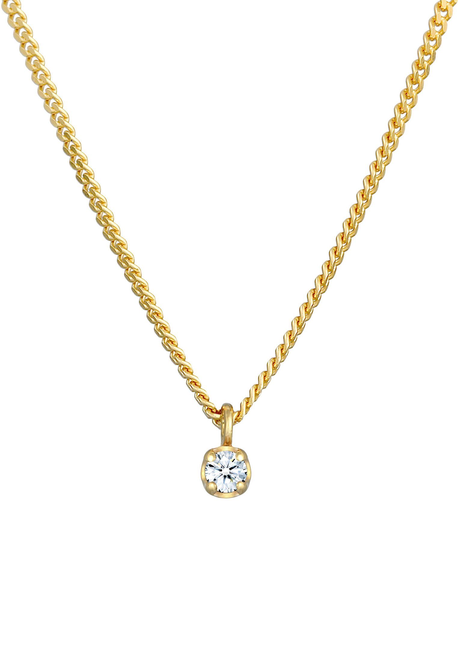 Elli DIAMONDS Kette mit Anhänger Solitär Diamant (0.03 ct) Elegant 375 Gelbgold, Diamant – Bild 2 von 5