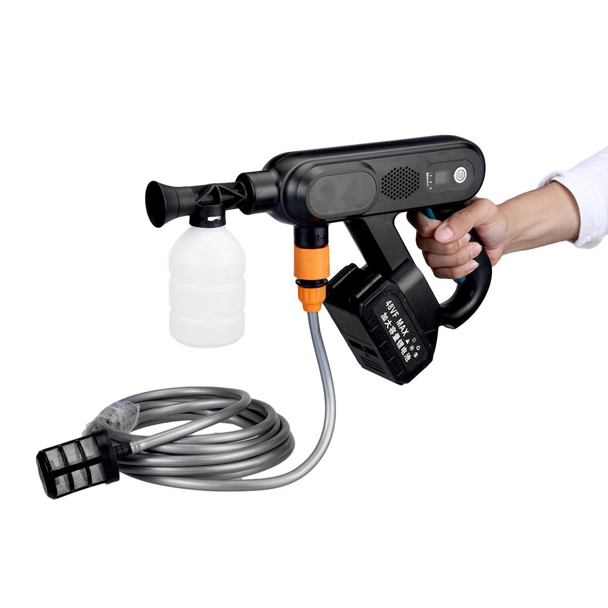 Insma Akku-Hochdruckreiniger 300W kabellose Akku-Reinigungsmaschine 24,000U/min, Druck max: 22 bar, mit 2x Akku 15000 mAh und Transportkoffer