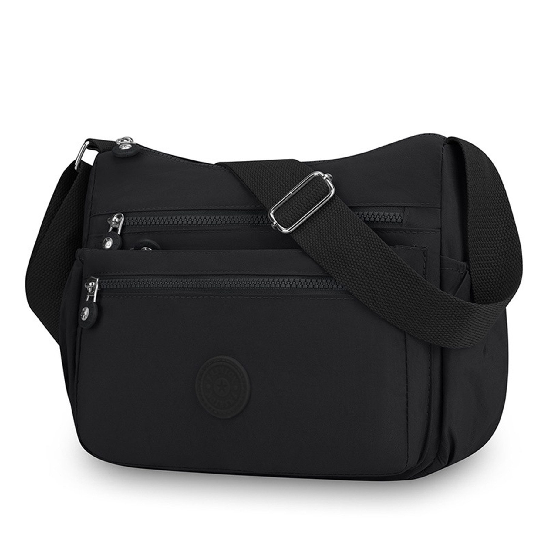 Mutig Schultertasche Wasserdicht Nylon Schultertasche,Umhängetasche Damen (mit RFID Geldbörse, Mehrfachtasche, Handtasche, Crossbody, Schultertasche, Freizeit, Vintage Einfarbige), Geldgürtel für Camping Wandern Fitness Fahrrad
