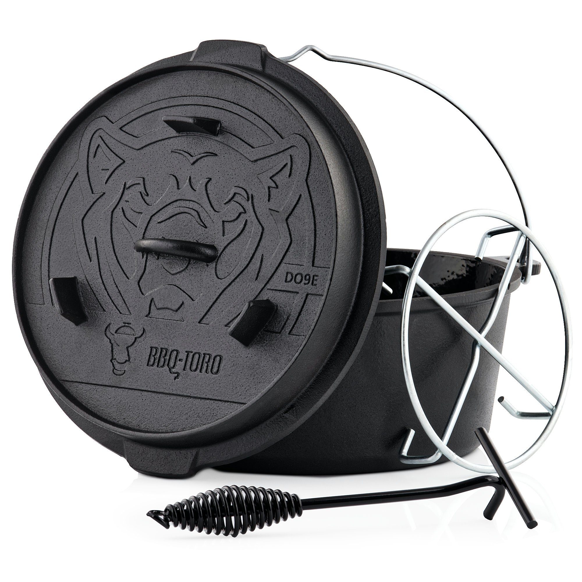 BBQ-Toro Grilltopf Dutch Oven DO9EX, 9,0 L Emaille Gusseisen Kochtopf, Gusstopf, Gusseisen (Emaille-Set)