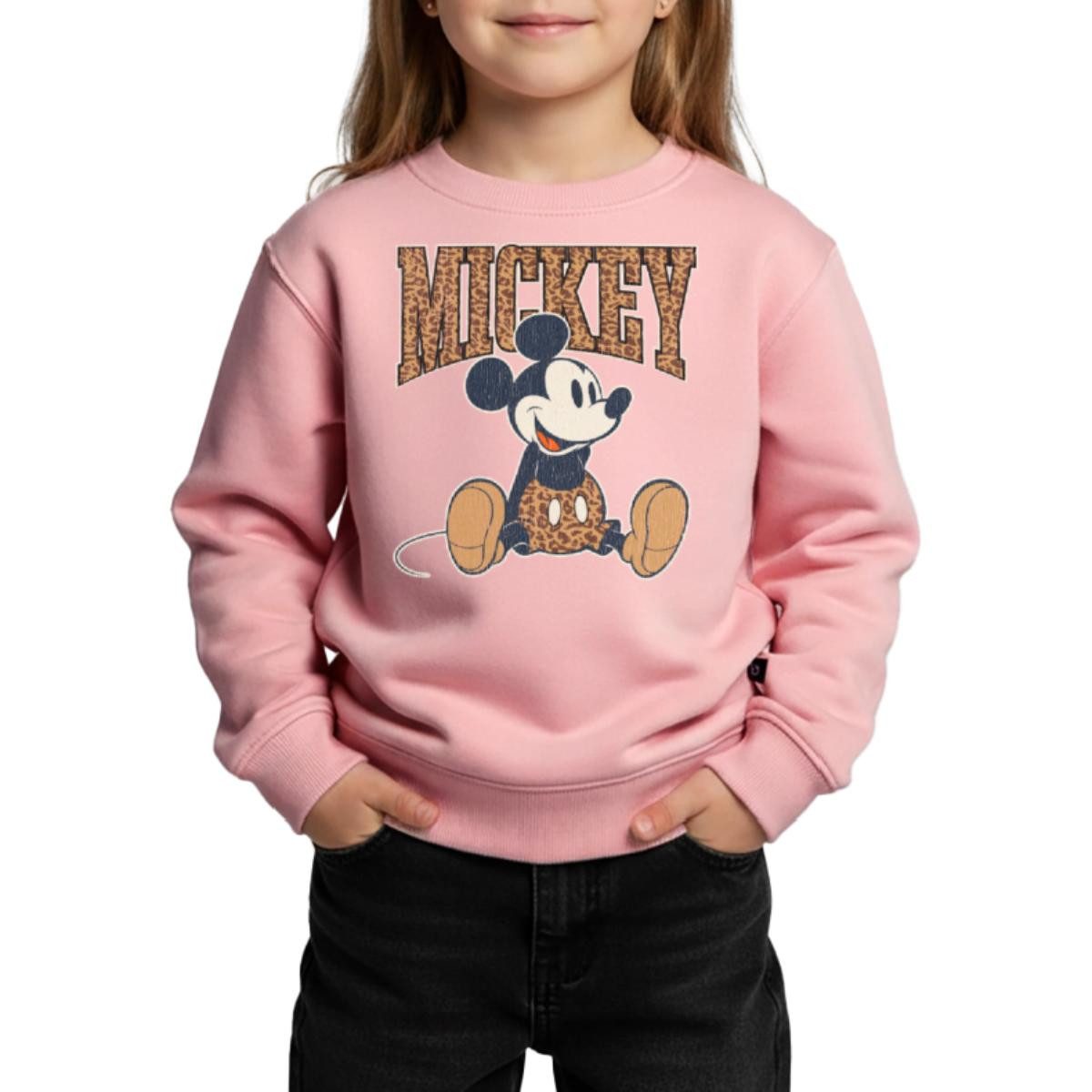 Spreadshirt Sweatshirt Mickey & Minnie Mickey Mouse Leo Look Kinder Premium Pullover (1-tlg)