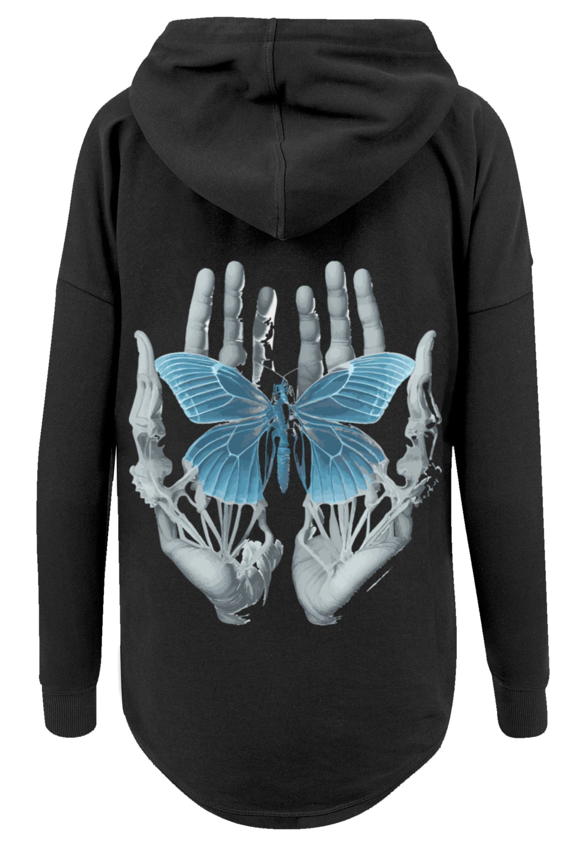 Skelett Schmetterling Kapuzenpullover schwarz Hände Print F4NT4STIC