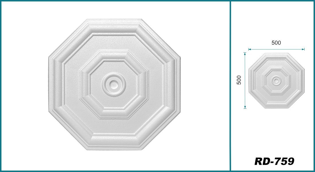 Hexim Wanddekoobjekt Achteck 50cm (HEXIM Stuckrosette aus EPS Styropor weiß günstig online kaufen