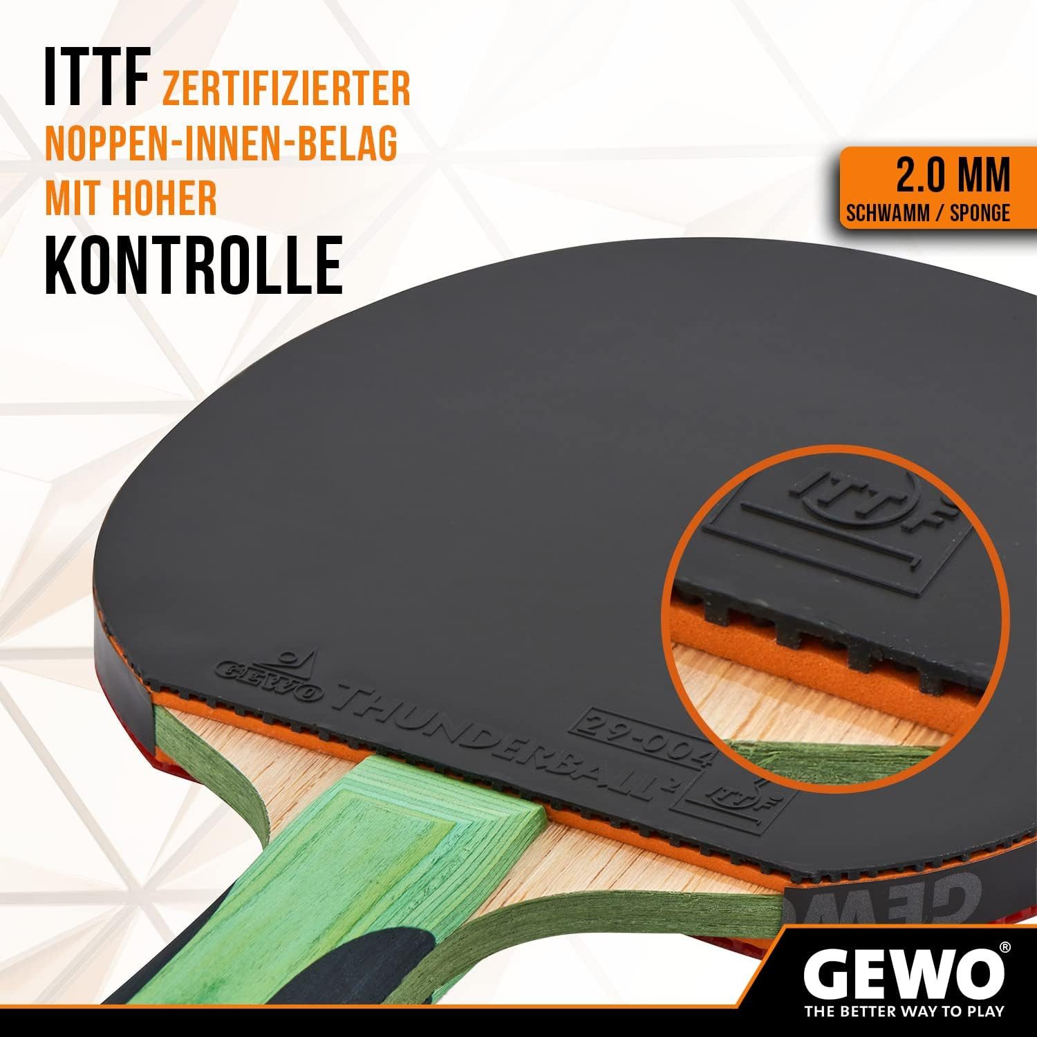 Gewo Tischtennisschläger CS Energy Carbon Pro - Profi für Vereinsspieler, ITTF - 2,0mm - konkav