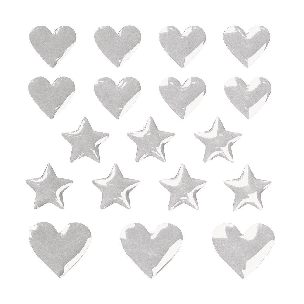 1,5-1,8cm, klar, Rayher 15 Epoxy-Stickers, Herzen&Sterne, Zeichenpapier