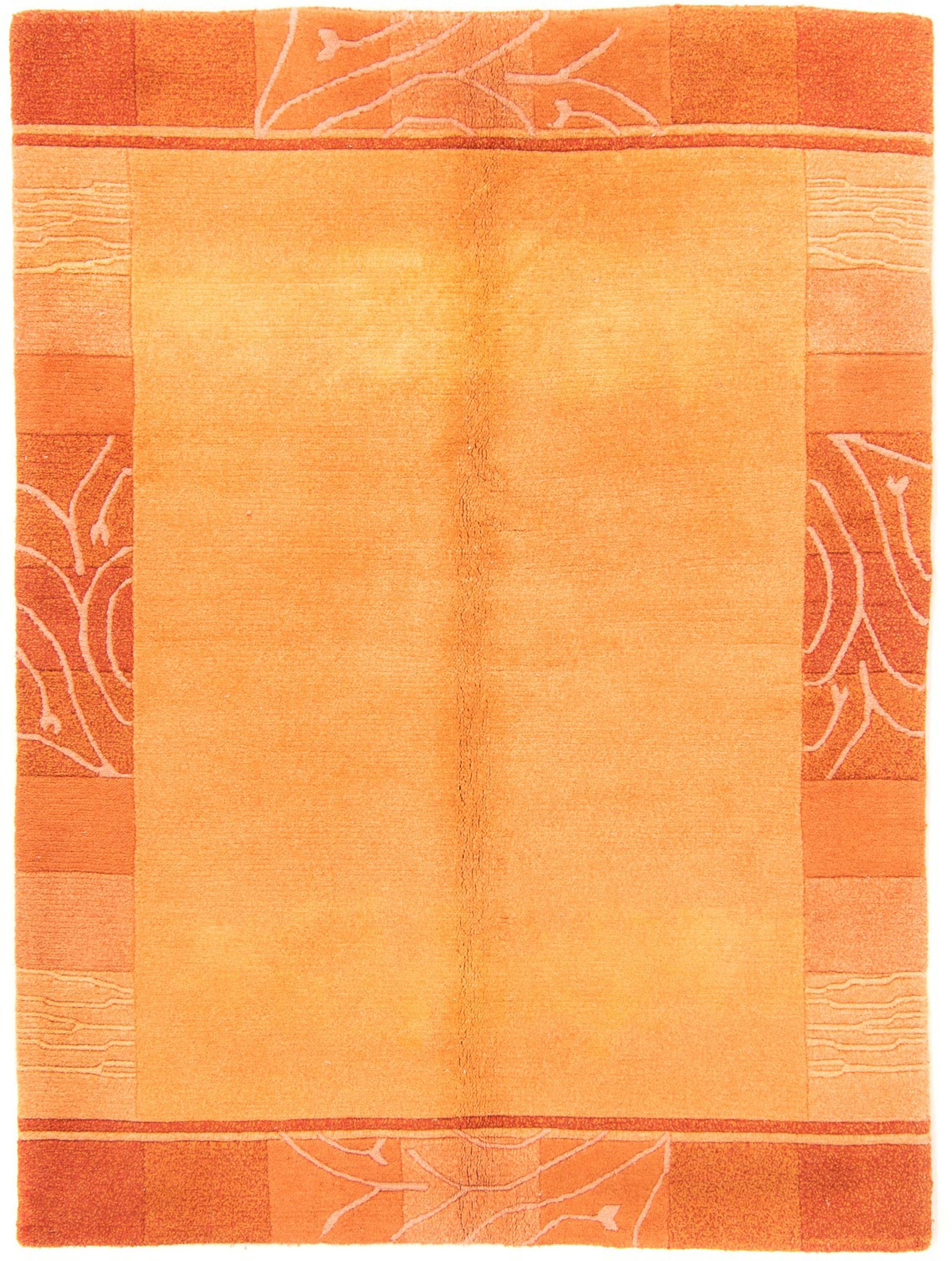 Wollteppich Nepal - 200 x Zertifikat rechteckig, Wohnzimmer, 140 mm, cm morgenland, orange, Handgeknüpft, - 18 Einzelstück Höhe: mit