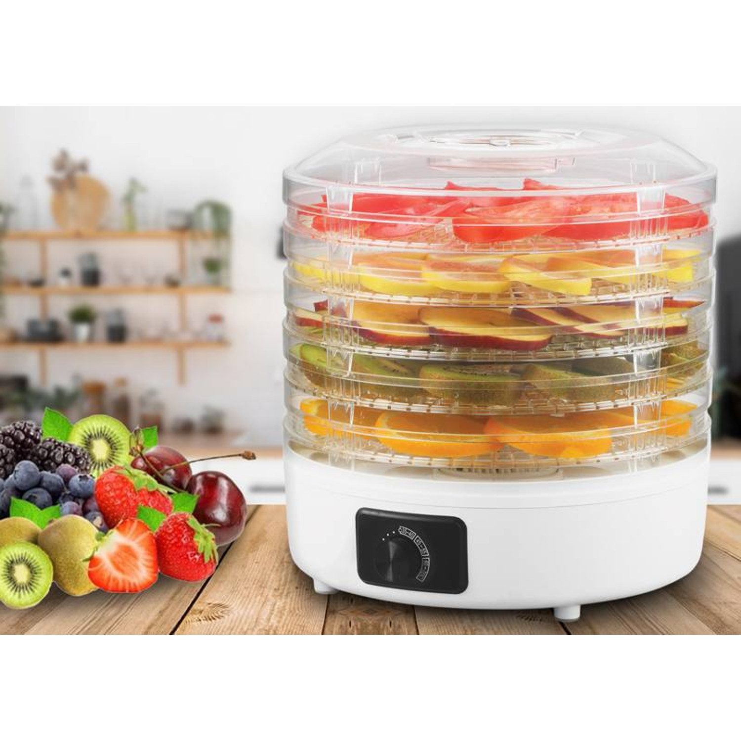 LTC Dörrautomat Gemüse-, Obst- und Pilztrockner 240W 5 Fächer 240 W, einstellbare Leistung, rutschfester Boden