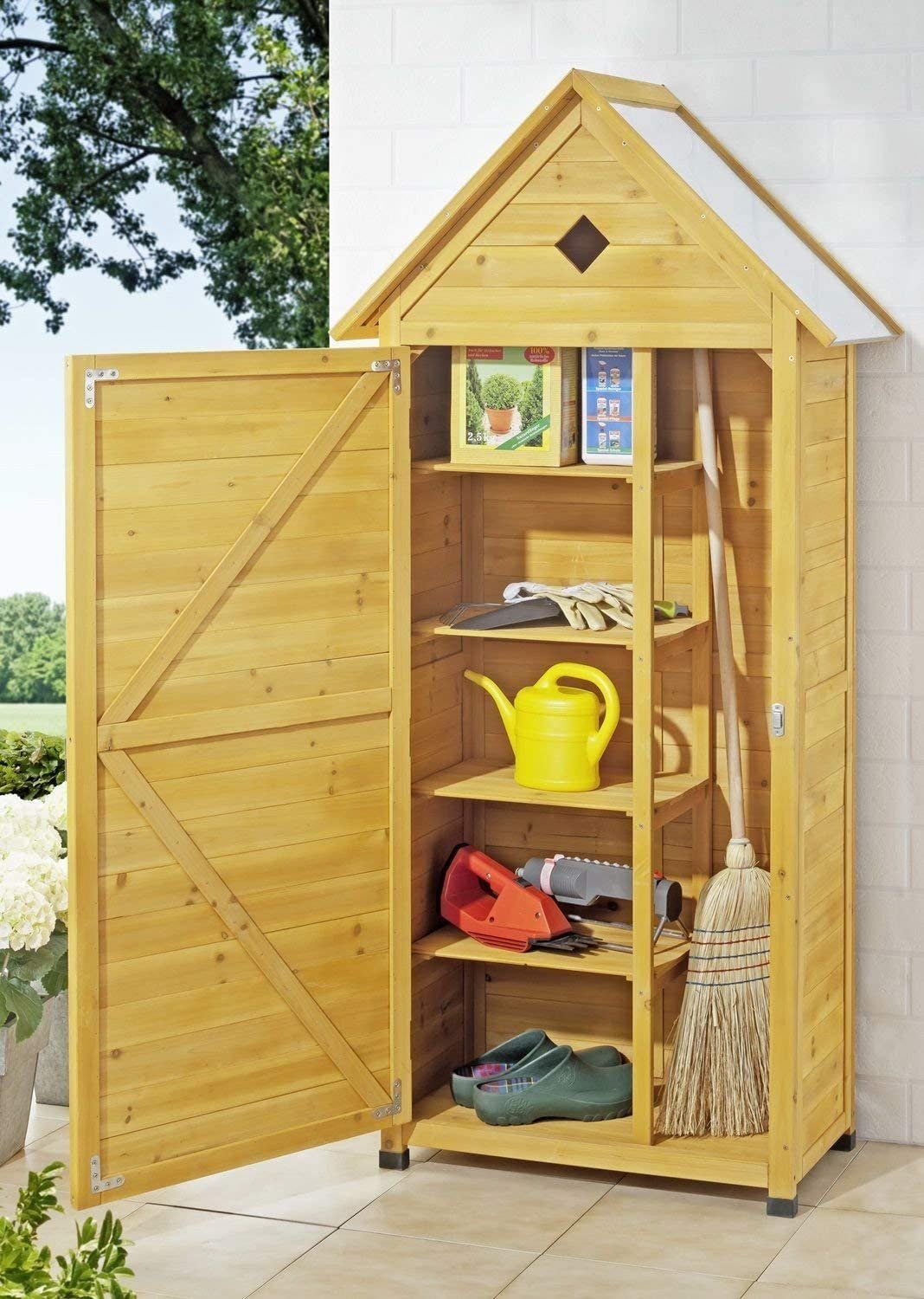 metra-direkt Garten-Geräteschrank Großer Gartenschrank aus imprägniertem Holz mit verzinktem Dach, BxT: 83.5x45 cm, Outdoor, Wetterfest