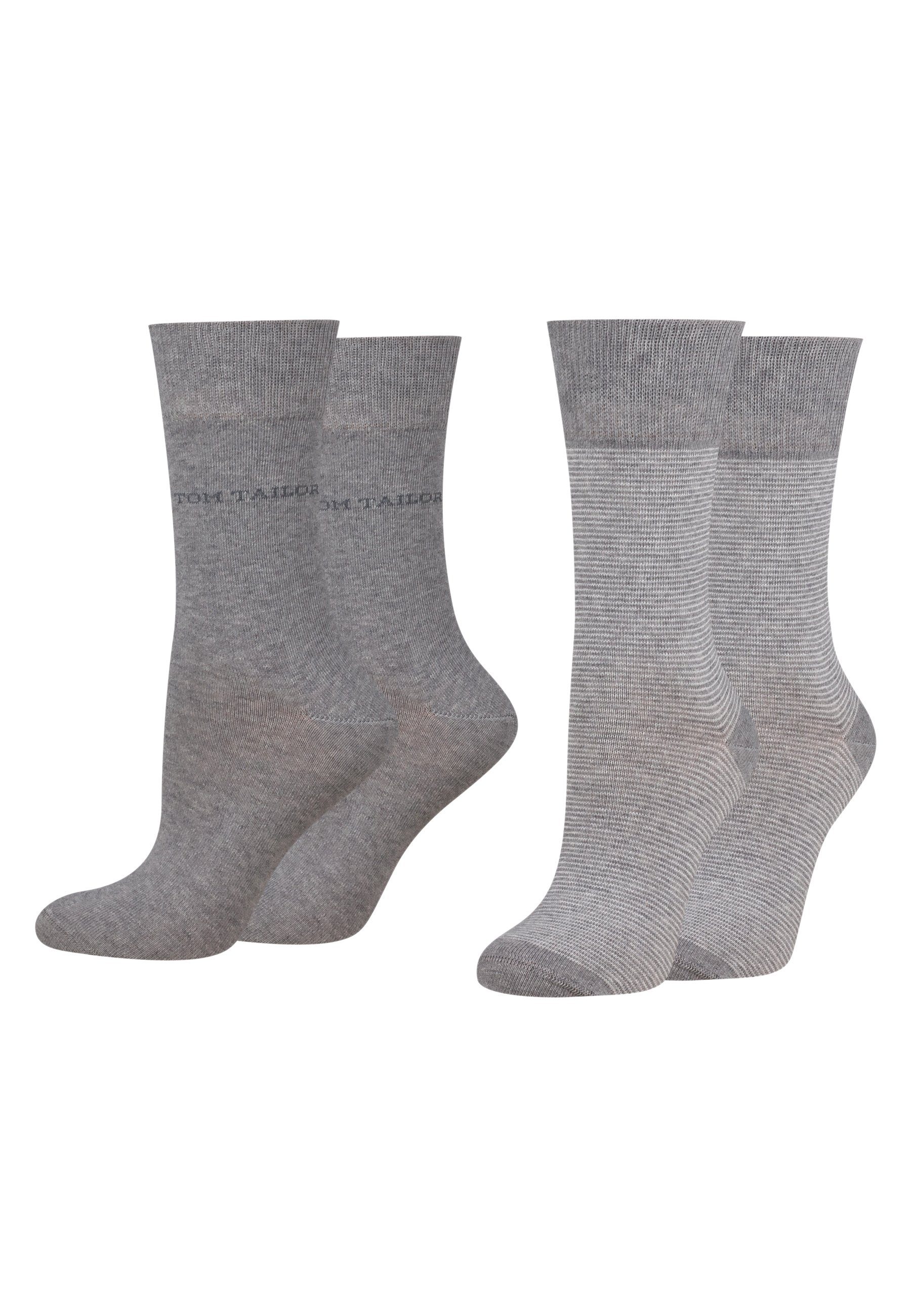 TOM TAILOR grey women Tom socks Tailor 9521150038_4 basic 4 Socken 2er Paar stripe