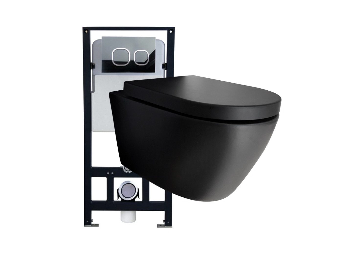 Bernstein WC-Komplettset Wand-WC B-8030R, Wandmontage, (WC-Komplettset 3-St. WC B-8030R; Vorwandelement G3004A; ausgewählte Betätigungsplatte), Mit Vorwandelement G3004A und wählbarer Betätigungsplatte