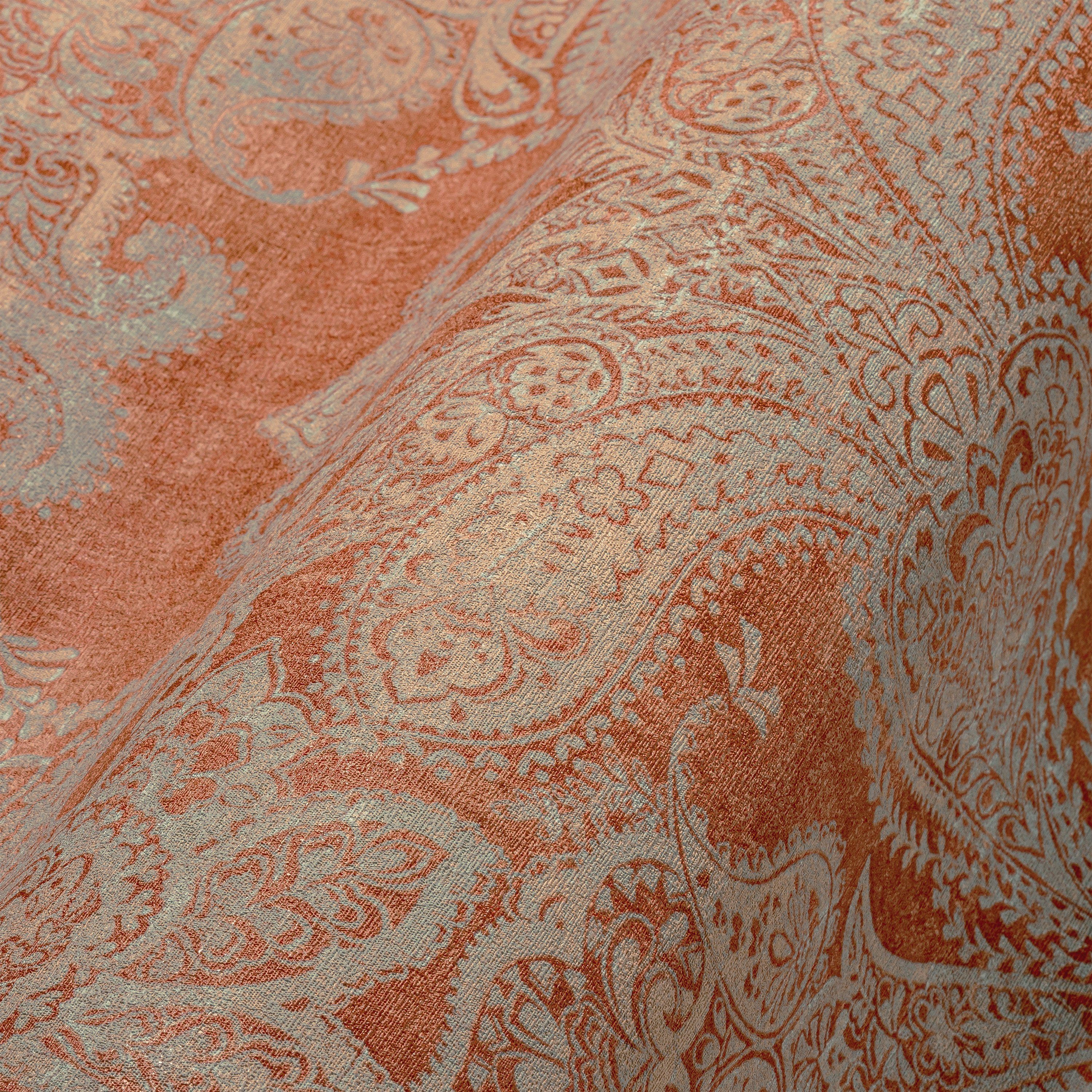 Bricoflor Orientalische Tapete mit Paisley Muster Orange Gold Terracotta Vl günstig online kaufen