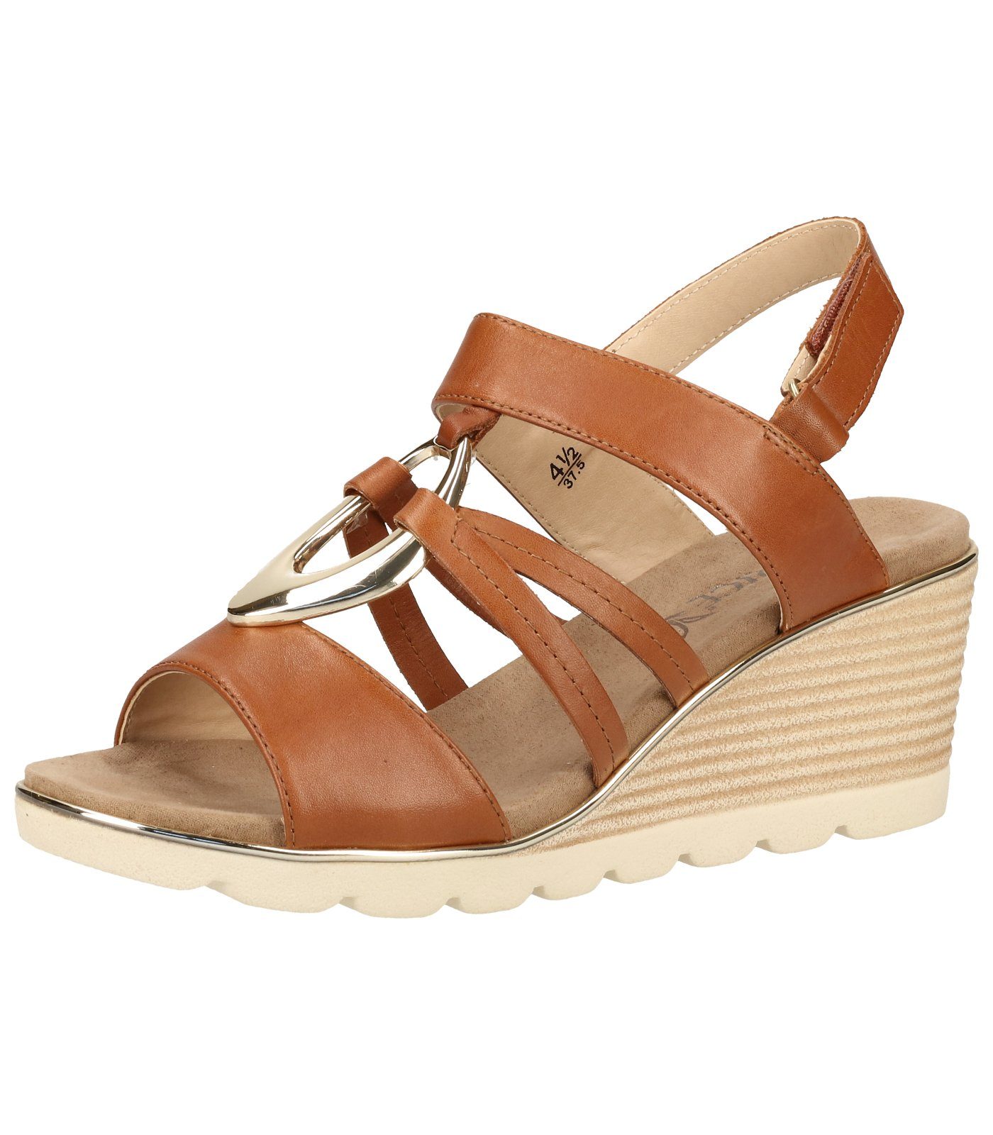 Caprice Sandalen Leder Keilsandalette Cognac