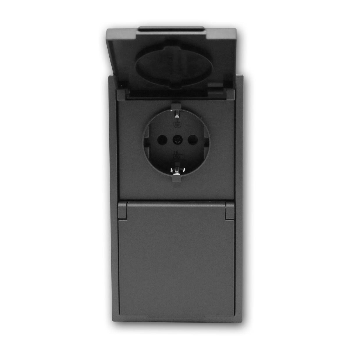 McPower Unterputz-Steckdose SHALLOW 2-fach Steckdose IP44 anth 250V/16A Rahmen