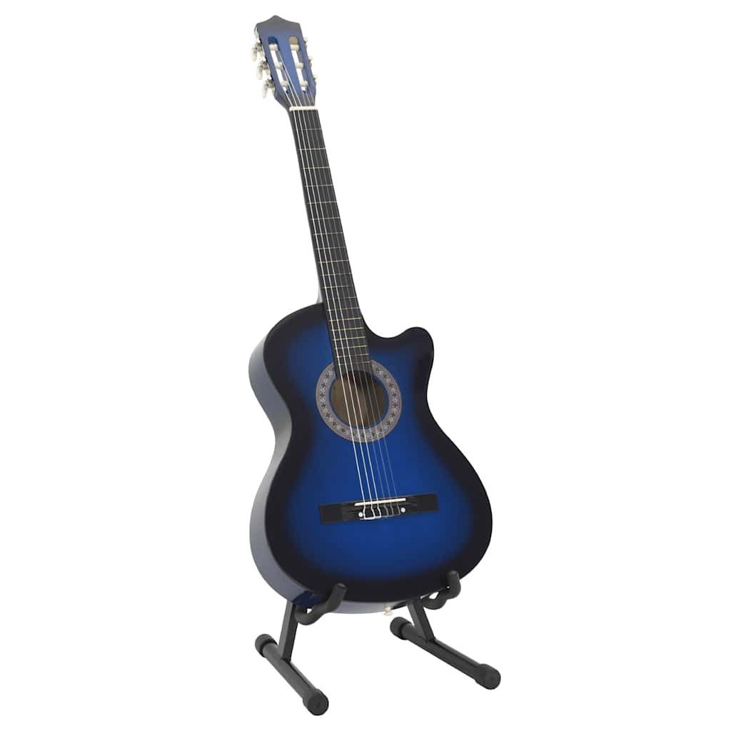 vidaXL Westerngitarre 12.-tlg. Westerngitarre Set mit 6 Saiten Blau-Schattiert 38"