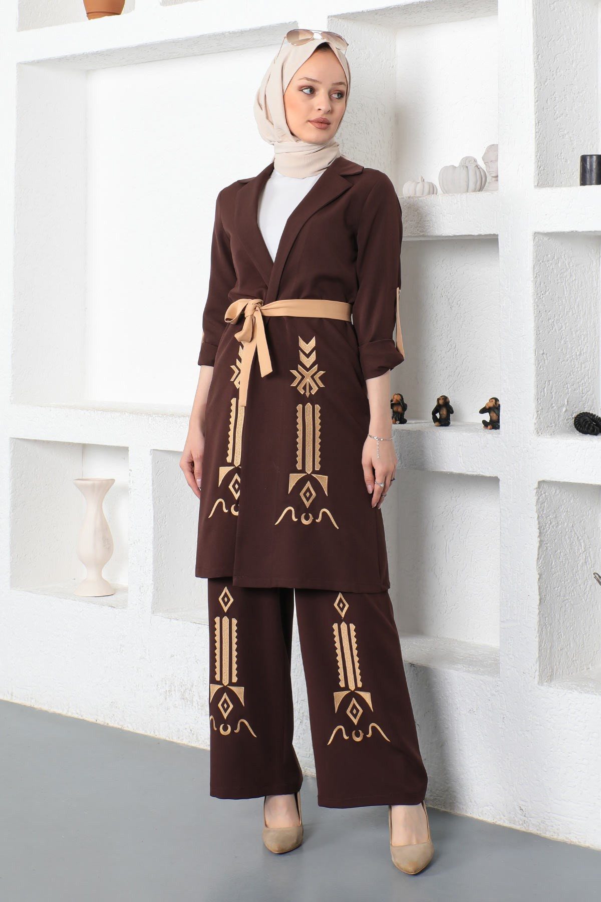 MODAMİHRAM Tunika KleidBesticktes Anzug-Set