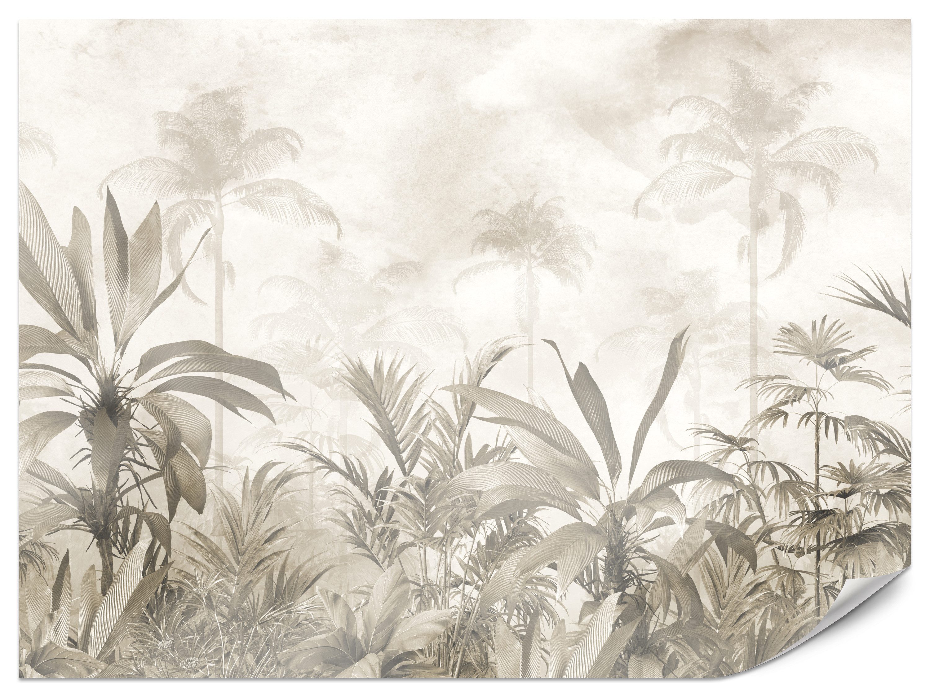 Muralo Fototapete Vliestapete - Ins Schlafzimmer - Tropische Pflanzen, Botanisch, Glatt, Grafisch, (Packung, 1 St., 100x70 cm), Kleber im Set, 3D-Optik