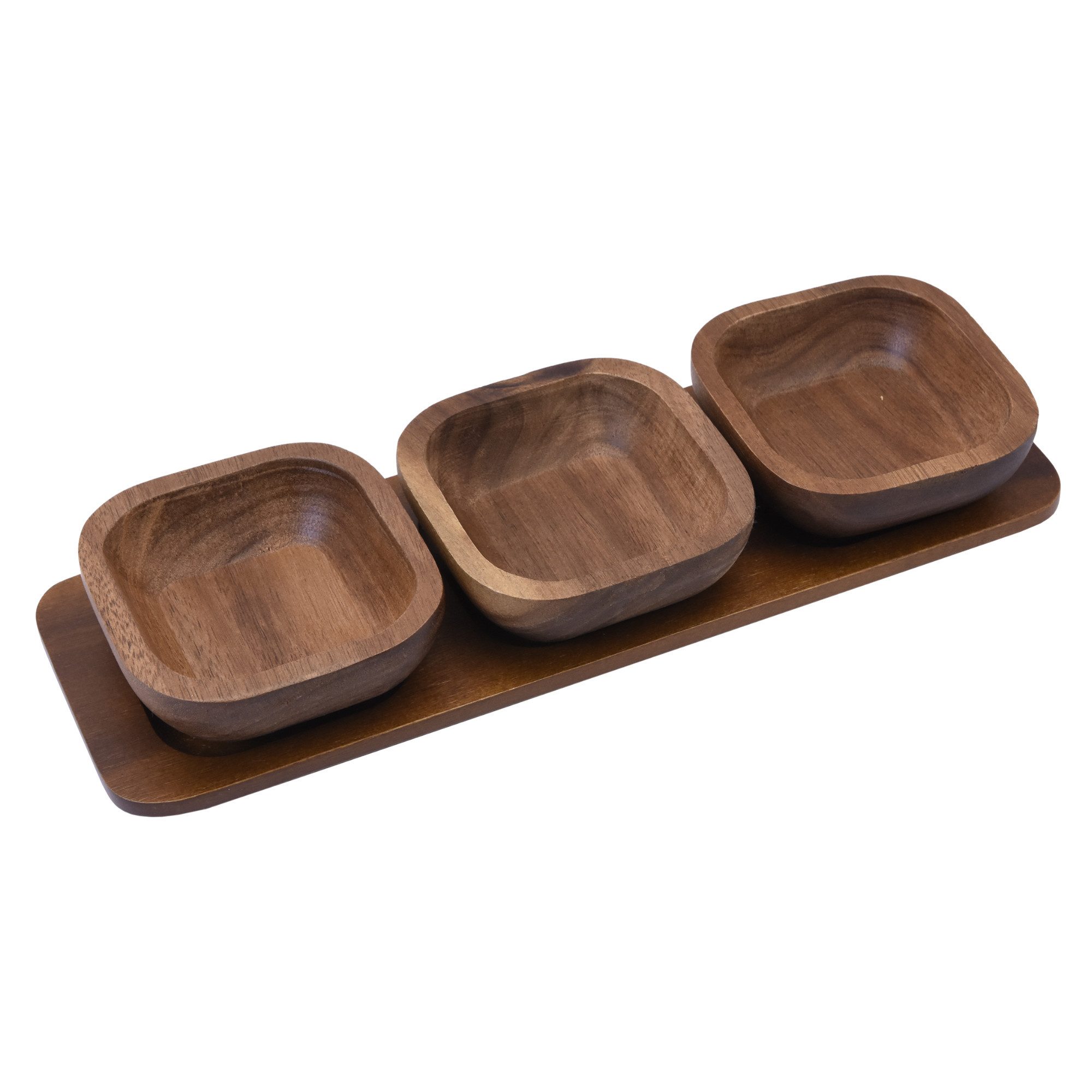 Zoha Servierschale Stripe Schüssel - Handgefertigte Akazienholz Schale für Dips, Snacks, (4-tlg), Handgefertigtes Akazienholz