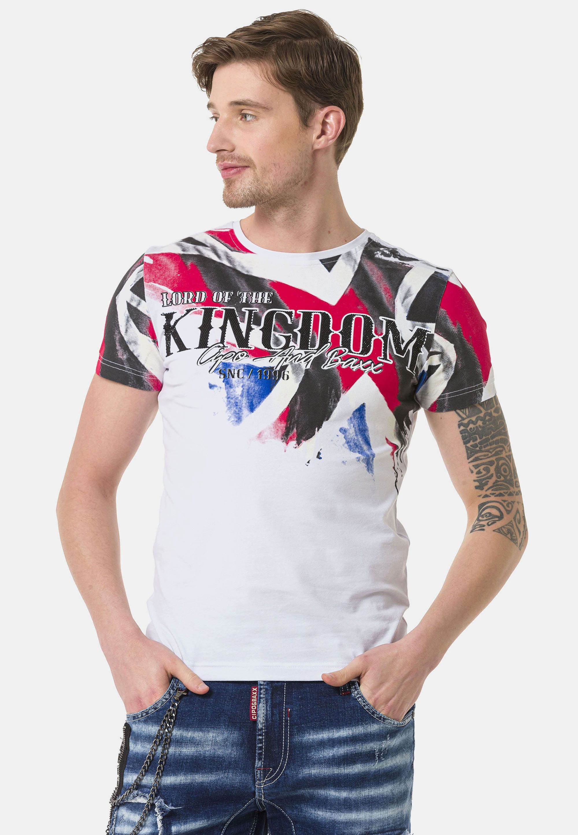 Cipo & Baxx T-Shirt T-Shirt mit großem Flaggenprint günstig online kaufen