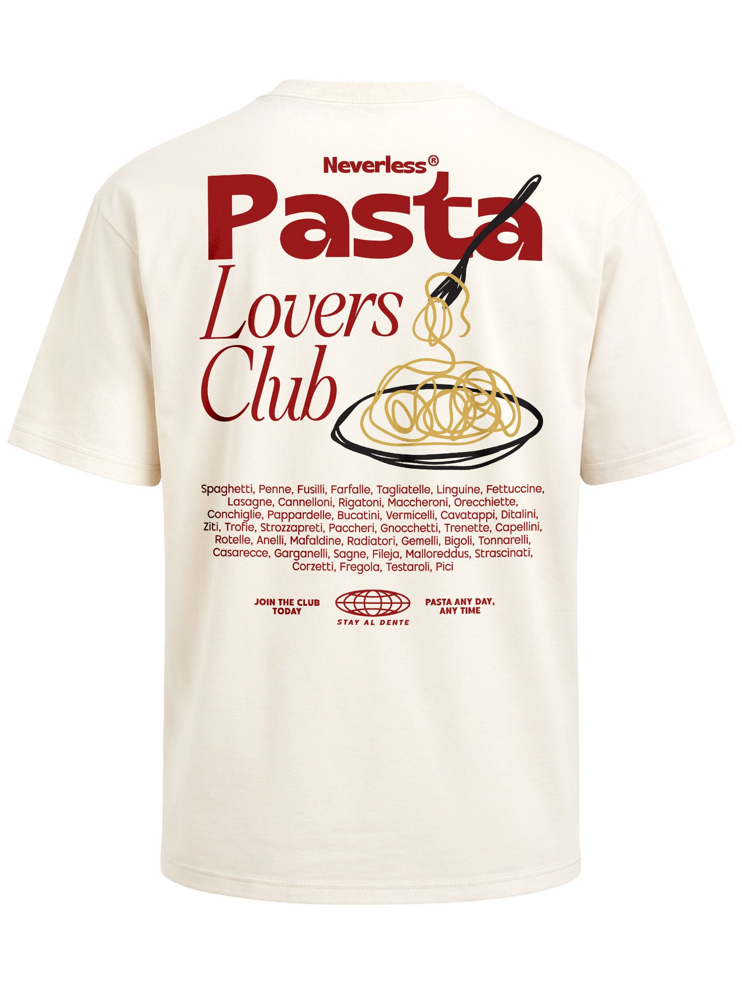 Neverless Oversize-Shirt Herren T-Shirt - Pasta Lovers Club - Oversized Relaxed Fit Sommer mit Print
